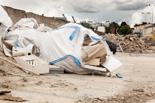 Construction site with organized waste removal