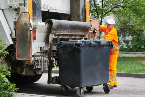 Professional demolition waste removal team in action